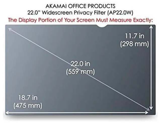 Alt view image 2 of 3 - 22 inch Computer Privacy Screen (16:10) - Black Security Shield - Desktop Monitor Protector - UV & Blue Light Filter by Akamai (22.0 inch Diagonally Measured, Black)