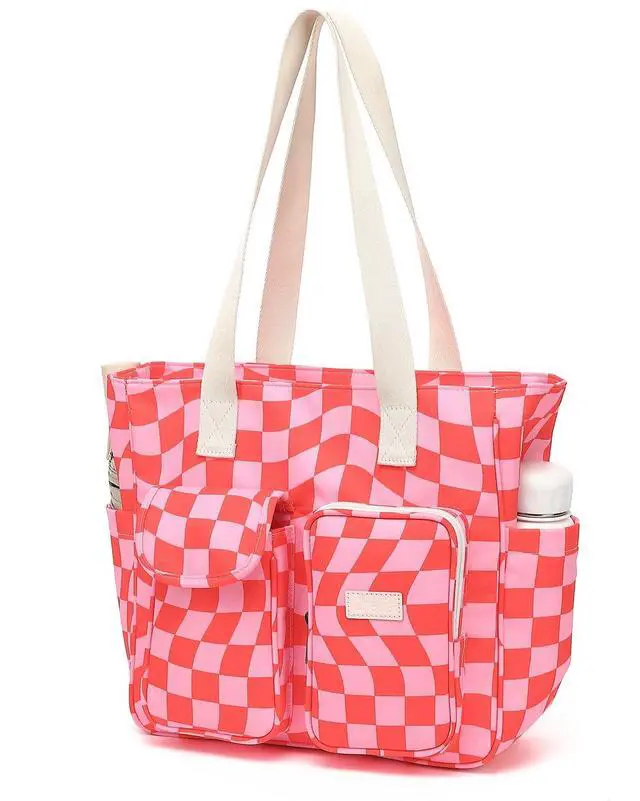 Main image of Laptop Tote Bag for Women 15.6 Inch Waterproof 16Pro Computer Bags Women Business Office Work Bag Briefcase (Pink Checker, 15 inch/15.6 inch)