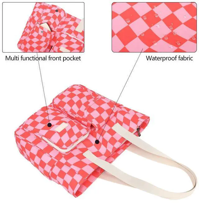 Alt view image 2 of 5 - Laptop Tote Bag for Women 15.6 Inch Waterproof 16Pro Computer Bags Women Business Office Work Bag Briefcase (Pink Checker, 15 inch/15.6 inch)