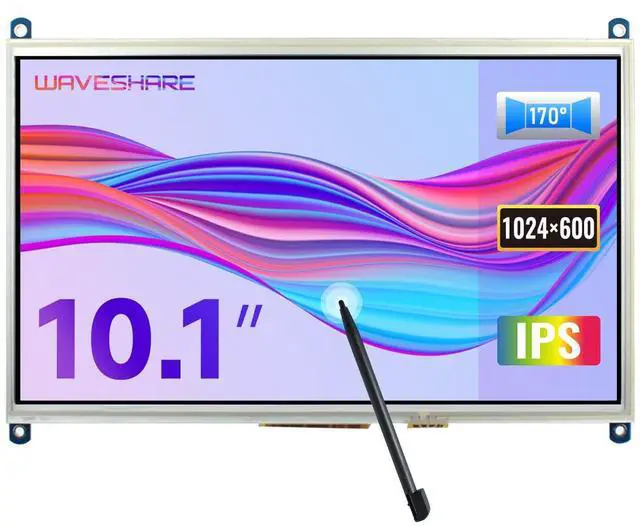 Main image of waveshare 10.1inch Resistive Touch Screen LCD Compatible with Raspberry Pi 4B/3B+/3A+/2B/B+/A+/Zero/Zero W/WH/Zero 2W CM3+/4 1024×600 Resolution HDMI IPS Supports Windows