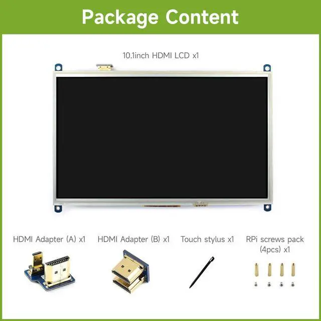 Alt view image 2 of 5 - waveshare 10.1inch Resistive Touch Screen LCD Compatible with Raspberry Pi 4B/3B+/3A+/2B/B+/A+/Zero/Zero W/WH/Zero 2W CM3+/4 1024×600 Resolution HDMI IPS Supports Windows