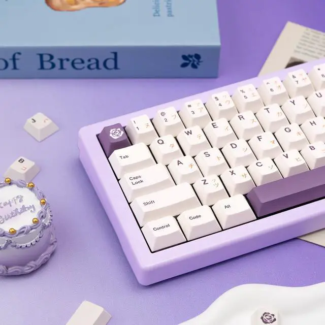 Alt view image 4 of 5 - GEKUCAP White Japanese Keycaps 146 Keys Cherry Profile DYE-Sub Keycap Minimalist Style Purple Key caps Custom PBT Keycaps Set for Cherry Gateron MX Switches Mechanical Keyboard