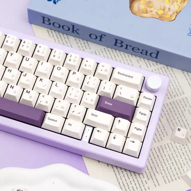 Alt view image 5 of 5 - GEKUCAP White Japanese Keycaps 146 Keys Cherry Profile DYE-Sub Keycap Minimalist Style Purple Key caps Custom PBT Keycaps Set for Cherry Gateron MX Switches Mechanical Keyboard