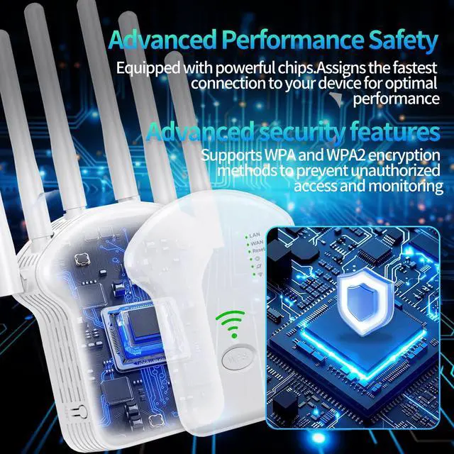 Alt view image 3 of 5 - Generic WiFi Extender, 6 Antenna 360 Coverage, Ultra Stable WiFi Repeater, Up to 11,800 sq. ft., 2 Ethernet Ports (Male)