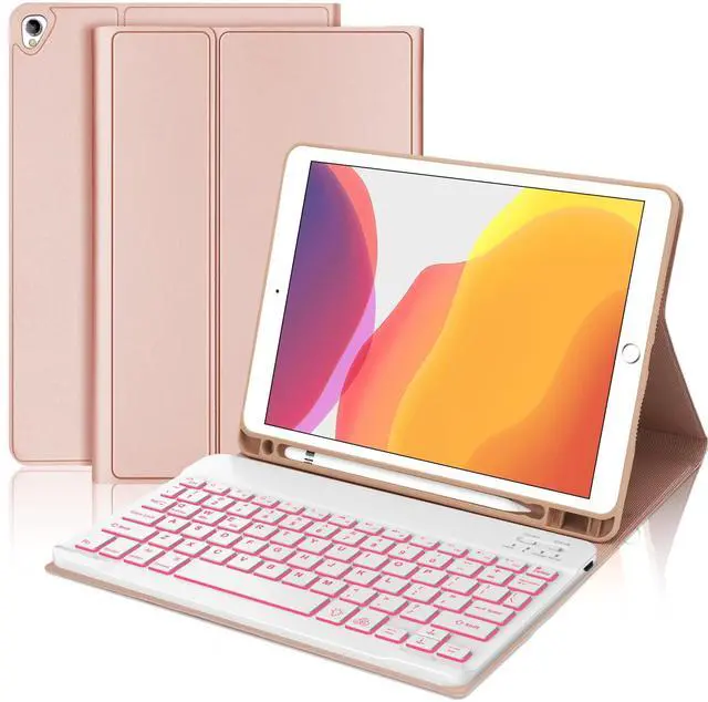 Main image of Keyboard Case for iPad 9th/8th/7th Generation 10.2 Inch, 7 Color Backlit Wireless Detachable Keyboard, Slim Folio Stand Cover with Pencil Holder for iPad Pro 10.5"/iPad Air 3rd Gen, Auto Sleep/Wake