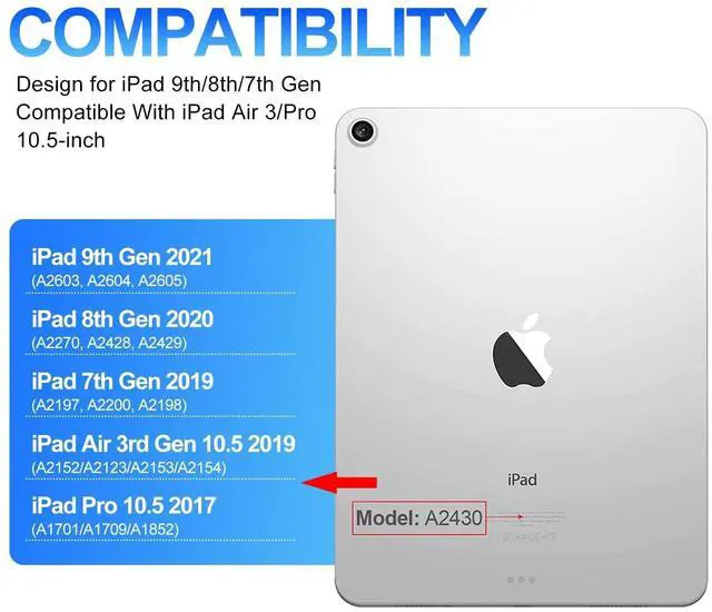 Alt view image 2 of 5 - Keyboard Case for iPad 9th/8th/7th Generation 10.2 Inch, 7 Color Backlit Wireless Detachable Keyboard, Slim Folio Stand Cover with Pencil Holder for iPad Pro 10.5"/iPad Air 3rd Gen, Auto Sleep/Wake