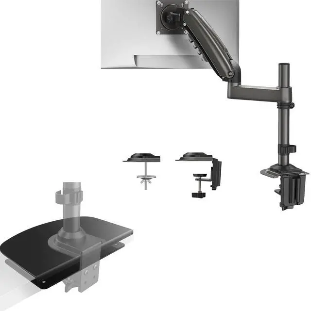 Main image of HUANUO Single Monitor Mount, Adjustable Monitor Arm Desk Mount Fits 13-32 inch Screen,Steel Monitor Mount Reinforcement Plate for Thin, Glass and Other Fragile Tabletop