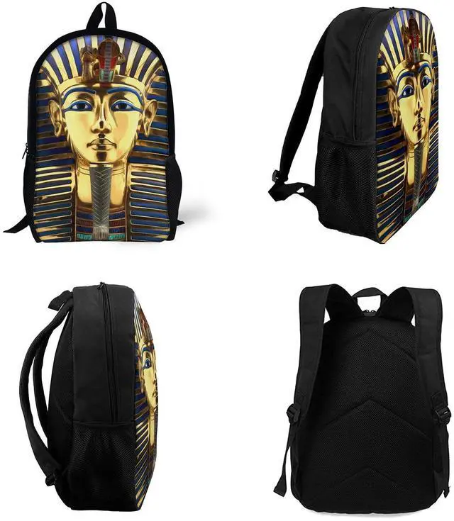 Alt view image 2 of 5 - HUIANBPO King Pharaoh Tutankhamun Egypt Egyptian Backpack,Lightweight School College Bookbag Casual Student Travel Laptop Daypack - 17inch