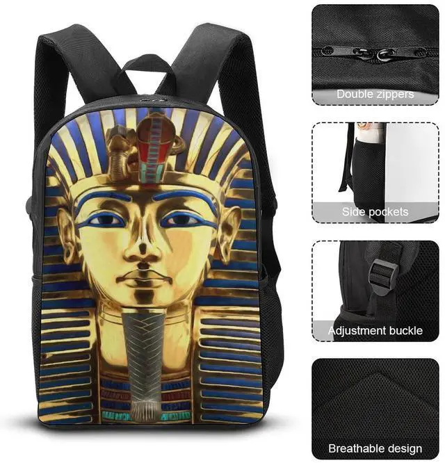 Alt view image 4 of 5 - HUIANBPO King Pharaoh Tutankhamun Egypt Egyptian Backpack,Lightweight School College Bookbag Casual Student Travel Laptop Daypack - 17inch