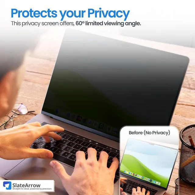 Alt view image 4 of 5 - Magnetic Privacy Screen for MacBook Pro 14 inch (2021-2025 M1-M4 Max), Anti-Glare, Blue Light Protector, Scratch Resistant, Removable Laptop Filter Private Shield & Webcam Cover