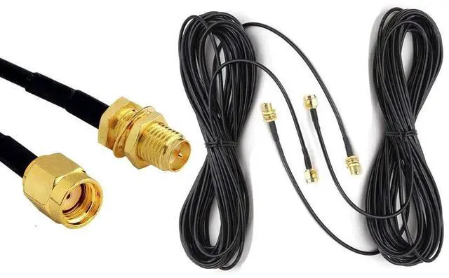 Main image of 16ft WiFi Antenna Extension Cable RG174 RP-SMA Coaxial Cable Low Loss for Wireless LAN Router Bridge External Antenna Equipment 2 Pack