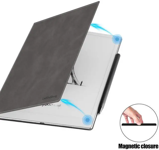 Alt view image 3 of 5 - LaoShuSheng Magnetic Case for 10.3" Onyx Boox Go 10.3 ePaper Tablet (2024 Released) - Ultra-Thin Lightweight, PU Leather Book Folio Cover with Auto Sleep/Wake (Advanced Grey)