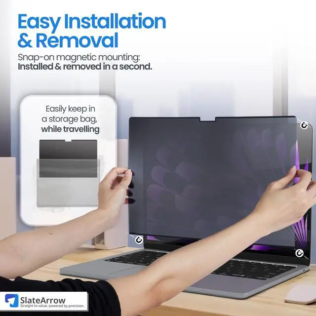Alt view image 2 of 5 - Magnetic Privacy Screen for MacBook Pro 14 inch (2021-2025 M1-M4 Max), Anti-Glare, Blue Light Protector, Scratch Resistant, Removable Laptop Filter Private Shield & Webcam Cover