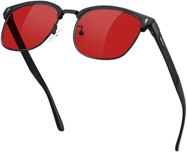 Main image of BIRCEN Blue Light Gaming Glasses: Al-Mg Metal Red Bluelight Blocking Slepping Glasses for Men Women Anti Eyestrain on Computer & Home