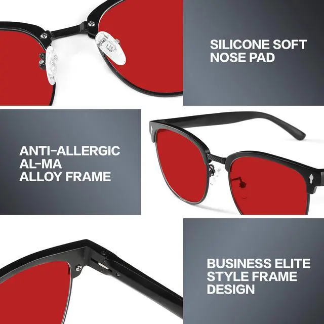 Alt view image 4 of 5 - BIRCEN Blue Light Gaming Glasses: Al-Mg Metal Red Bluelight Blocking Slepping Glasses for Men Women Anti Eyestrain on Computer & Home