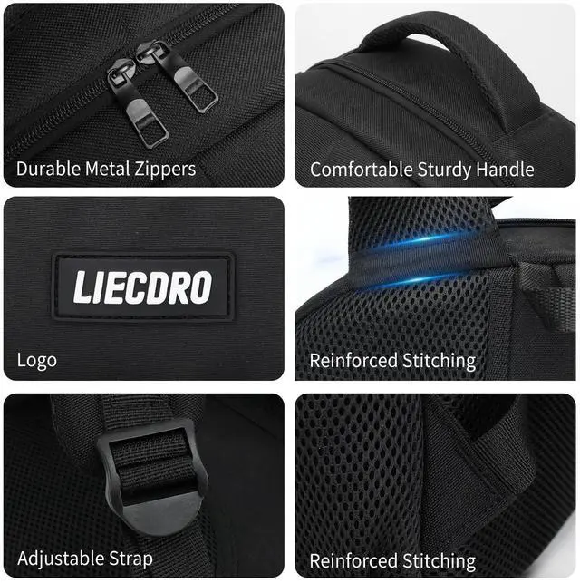 Alt view image 3 of 5 - LIECDRO Backpack for Men, School Backpack for Boys Teens, 15.6 inch Laptop Back Pack with USB Charging Port, Backpacks for School Business Work College Travel, College Book Bag, Black Bookbag