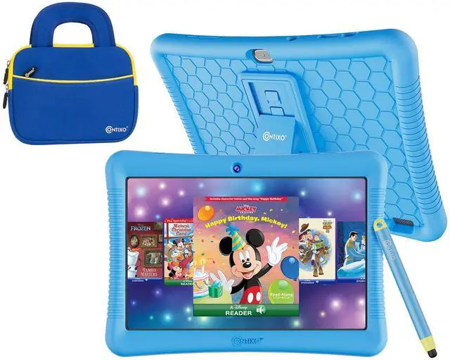 Main image of Contixo K102 10" Kids Tablet Bundle - HD Learning Tablet & Sleeve Bag for Kids Ages 3-7, Includes Disney eBooks ($350 Value), Parental Controls, Dual Camera, Android OS - Blue