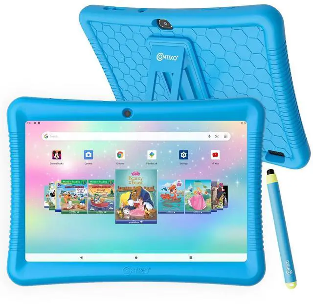 Alt view image 2 of 5 - Contixo K102 10" Kids Tablet Bundle - HD Learning Tablet & Sleeve Bag for Kids Ages 3-7, Includes Disney eBooks ($350 Value), Parental Controls, Dual Camera, Android OS - Blue
