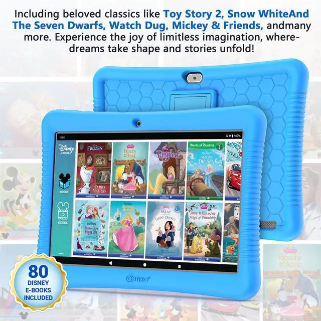 Alt view image 4 of 5 - Contixo K102 10" Kids Tablet Bundle - HD Learning Tablet & Sleeve Bag for Kids Ages 3-7, Includes Disney eBooks ($350 Value), Parental Controls, Dual Camera, Android OS - Blue
