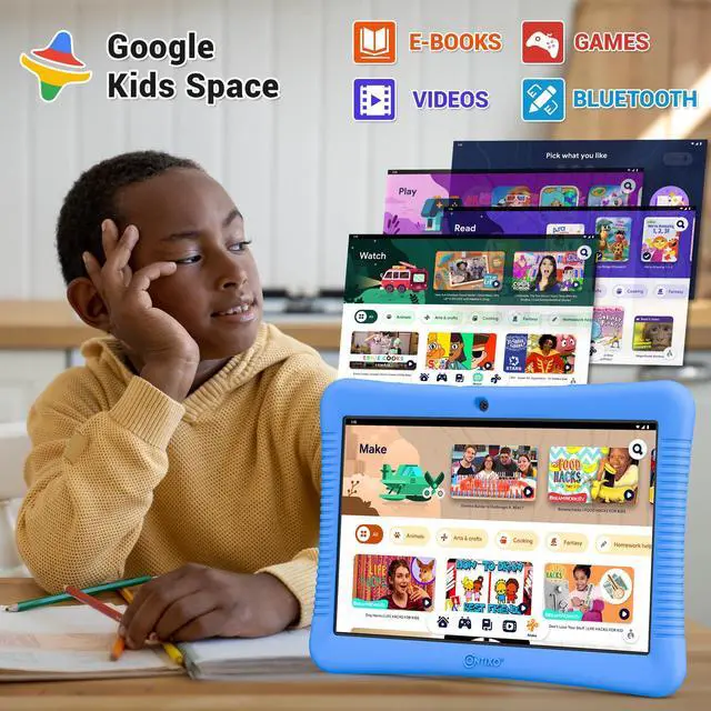 Alt view image 5 of 5 - Contixo K102 10" Kids Tablet Bundle - HD Learning Tablet & Sleeve Bag for Kids Ages 3-7, Includes Disney eBooks ($350 Value), Parental Controls, Dual Camera, Android OS - Blue