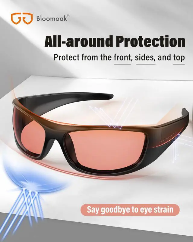 Alt view image 5 of 5 - Bloomoak Rose Tinted Migraine Relief Glasses, UV 400 Protection Outdoor, FL- Flex Light Sensitivity Glasses for Fluorescent LED Glare, Photophobia, Eye Strain