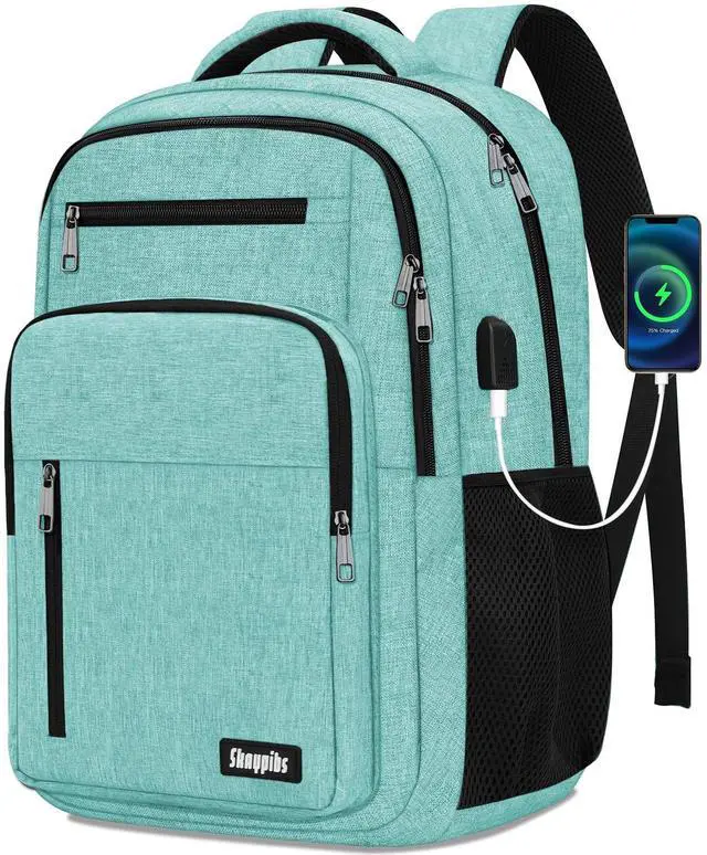 Main image of Skaypibs Backpack for Women Men, School Backpack for Boys Girls Teens, 15.6 Inch Laptop Backpack with USB Port, College Middle High School Bookbag, Water Resistent Business Mochila para hombre, Cyan