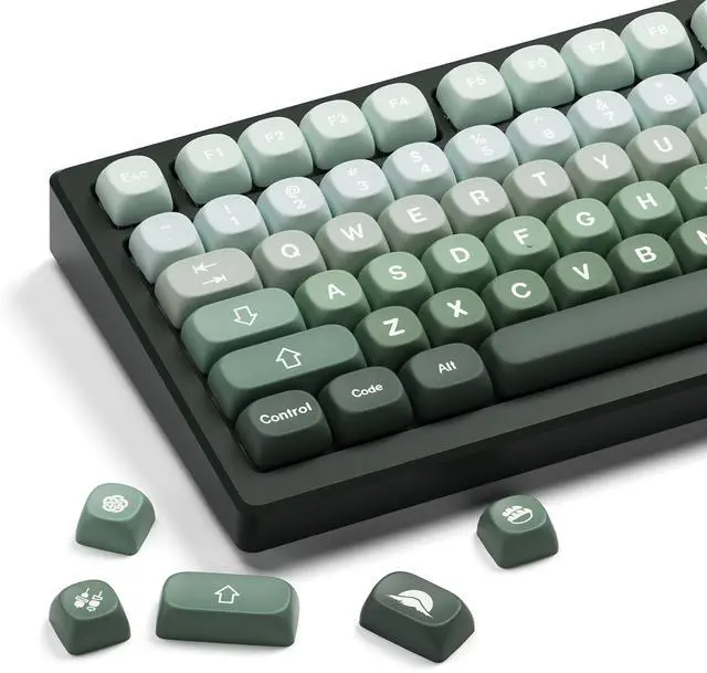Main image of XVX Matcha Wagashi PBT Keycaps-MOA Keycap, Custom Keyboard Keycaps 60 65 75 100 Percent, 5 Side Dye Sublimation Keycap, 132 Keys Key caps Set for Cherry Gateron MX Switches Keyboards, Gradient Green