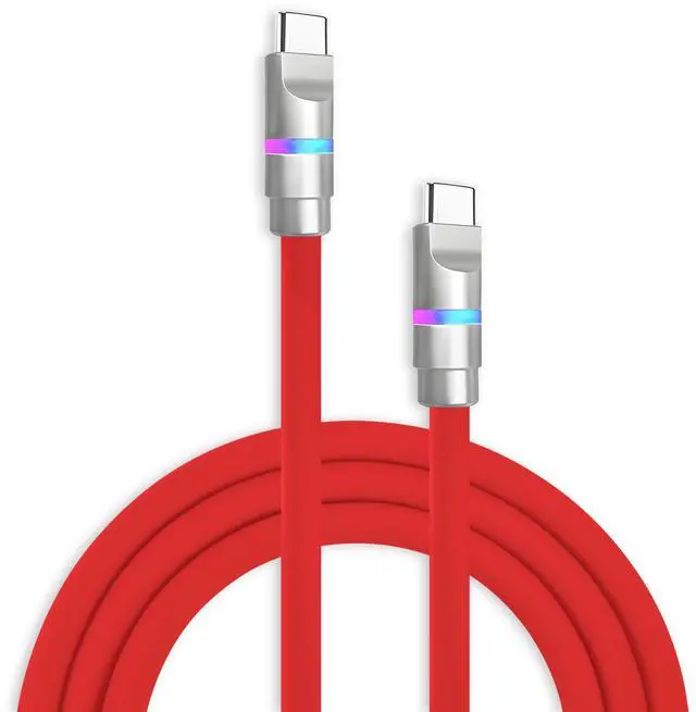 Main image of chubbycable Neon Chubby - Fast Charge Cable with Smart Light RGB Color Gradual Light Up 100W Charging Cord LED USB C Cable Compatible with iPhone 17-15 Series, Red, Type-C to Type-C, 0.32 FT
