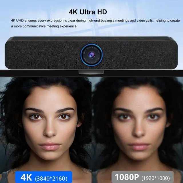 Alt view image 2 of 5 - 4K All-in-one AI Tracking Video Bar, AI Speaker Tracking, 4pcs Noise-Cancelling Mics, Speaker, Auto Framing, 4K ePTZ Camera, Suitable for High-end Meeting, Live Streaming, Video Calling