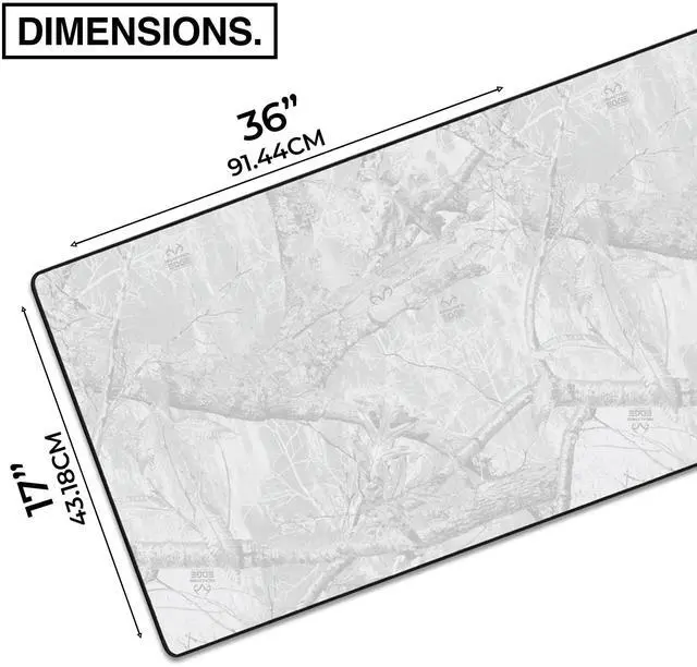 Alt view image 2 of 5 - MPCO. Real Tree Large Gaming Desk Pad - 36" x 17" Duraglyde Fabric Edge Snow White  Without Logo Desk Mats - Non-Slip, Washable, Smooth Glide for Precision Gaming & Work