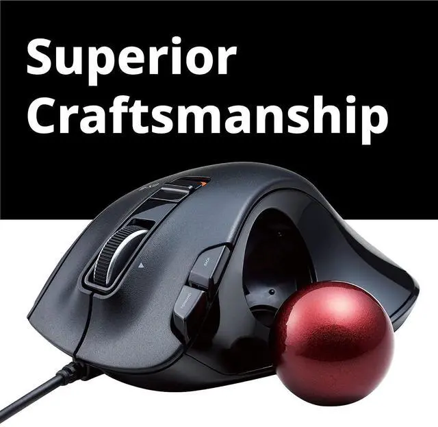 Alt view image 3 of 5 - ELECOM EX-G Wired Trackball Mouse, Ergonomic Thumb Control, Smooth Tracking Roller Ball, 5 Programmable Buttons, Tilt Scroll, Computer Mice for PC Mac