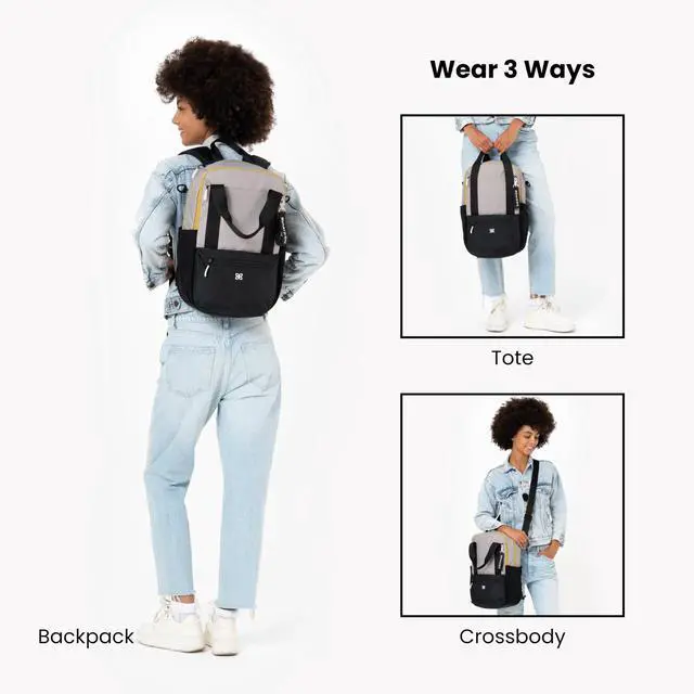 Alt view image 3 of 5 - Sherpani Camden, Convertible Backpack, 3 in 1 Tote Bag, 18L Travel Backpack, Crossbody Bag for Women, Cross Body Purse, Travel Gifts, RFID Protection, Fits 13 Laptop (Wasabi Stone)