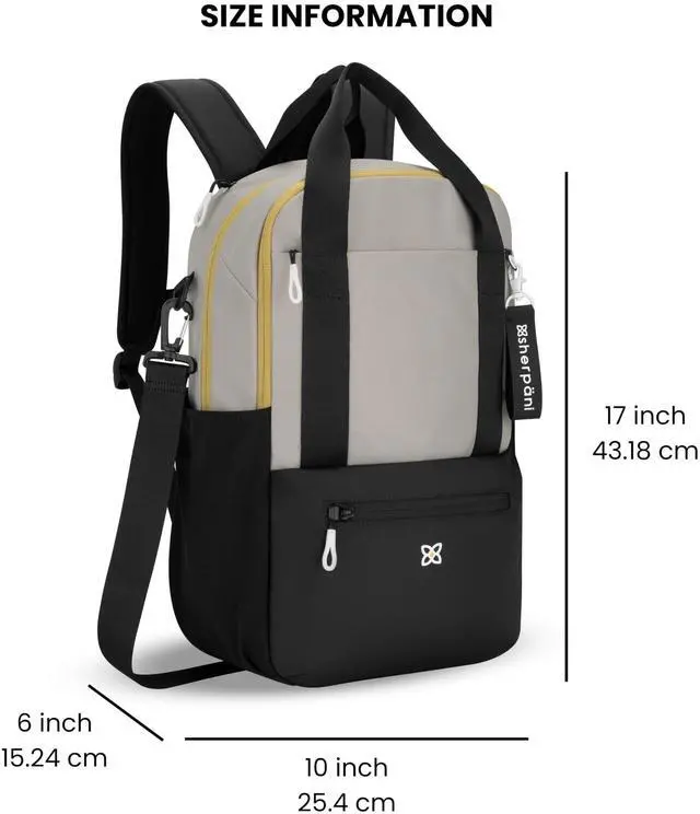 Alt view image 2 of 5 - Sherpani Camden, Convertible Backpack, 3 in 1 Tote Bag, 18L Travel Backpack, Crossbody Bag for Women, Cross Body Purse, Travel Gifts, RFID Protection, Fits 13 Laptop (Wasabi Stone)