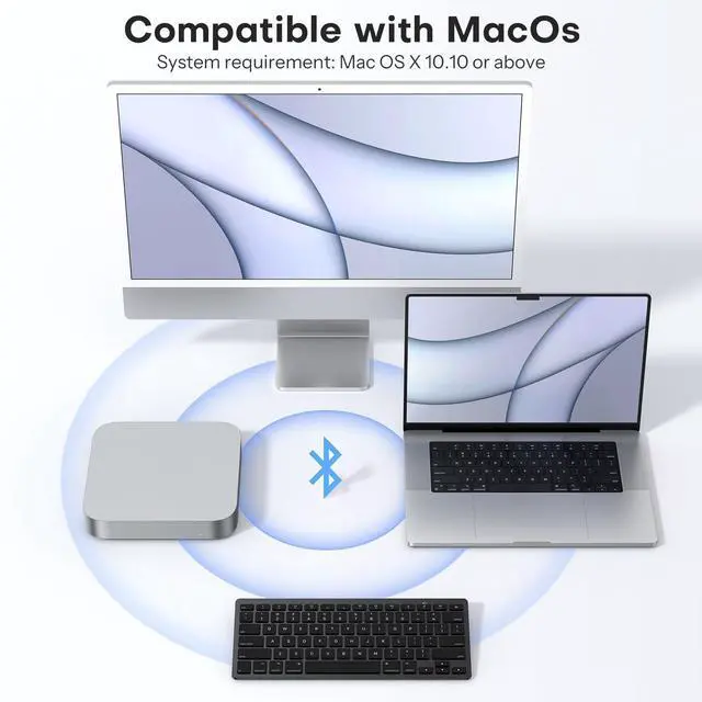 Alt view image 2 of 5 - OMOTON Bluetooth Keyboard Compatible with Mac, Compact Wireless Keyboard Compatible with MacBook Pro/Air, iMac, Mac Mini/Pro Laptop and PC, Dark Black