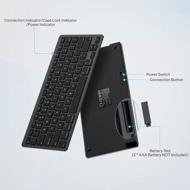 Alt view image 4 of 5 - OMOTON Bluetooth Keyboard Compatible with Mac, Compact Wireless Keyboard Compatible with MacBook Pro/Air, iMac, Mac Mini/Pro Laptop and PC, Dark Black