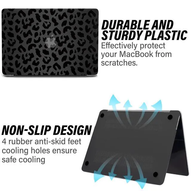 Alt view image 4 of 5 - GABraden Compatible with MacBook Air 13.6 inch Case 2022-2025 Release M4 A3240 M3 A3113 M2 A2681,Sturdy Protective Laptop Hard Shell &Keyboard Cover for MacBook Air 13 inch CaseBlack Leopard Cheetah