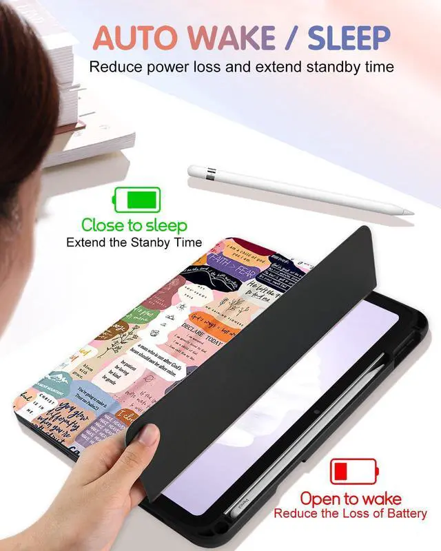 Alt view image 5 of 5 - Wazzasoft for iPad A16 Case 2025 - for iPad 10th Generation Case Cute Women Girls Kids Girly Kawaii Quotes Design with Pencil Holder Auto Sleep/Wake Tablet Cover for Apple 11/10 10.9 Inch