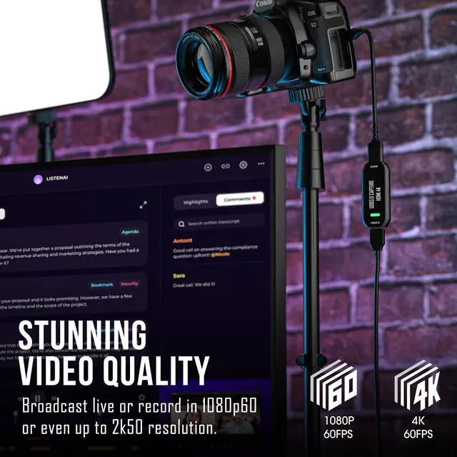 Alt view image 5 of 5 - DigitPro Cam Link 4K External Camera Capture Card 2K50/1080p60 for Streaming and Recording via DSLR Camcorder Actioncam for Video Conferencing Live Streaming Gaming on OBS/Zoom