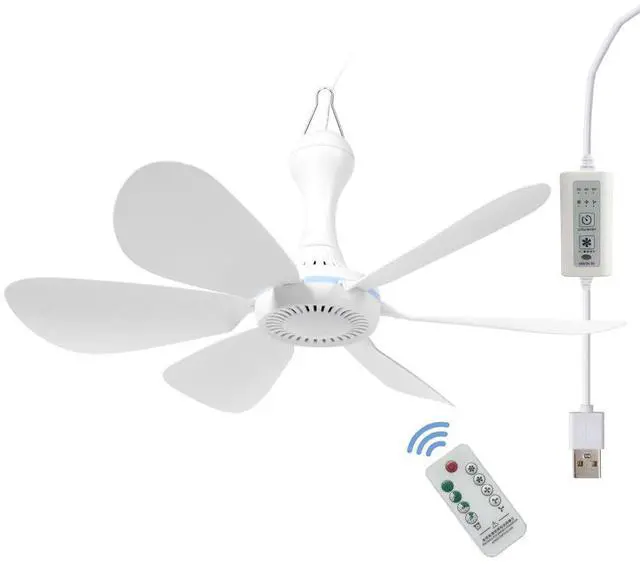 Main image of USB Mini Small Ceiling Fan quiet Camping RV Fans Emergency Portable Outdoor Hanging Gazebo Canopy Dorm Fans Silent For Tent,Hiking,Outages Home Room with Remote Battery operated,Power Bank powered