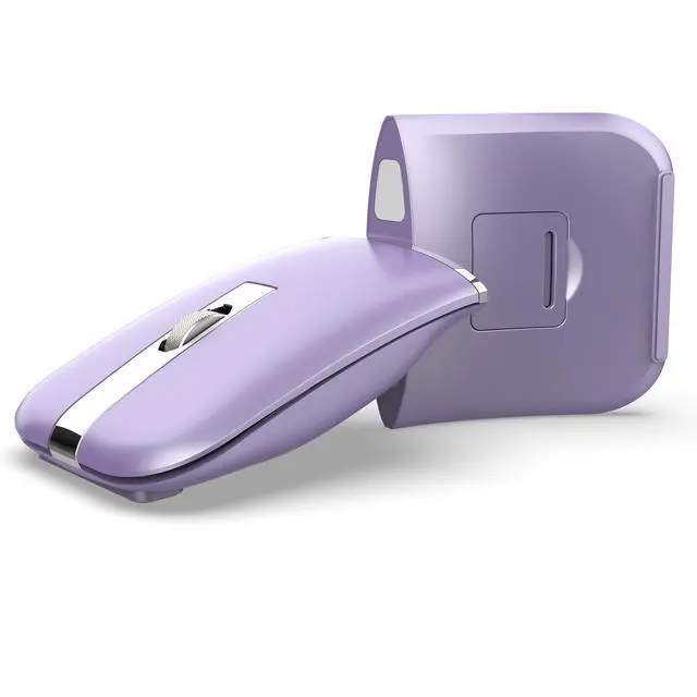 Main image of Foldable Bluetooth Travel Mouse,Wireless Portable 2.4G Arc Mice,Multi-Device (Bluetooth+2.4G),360° Rotating Rechargeable Flat Mice for Desktop PC Laptops Tablets-Purple