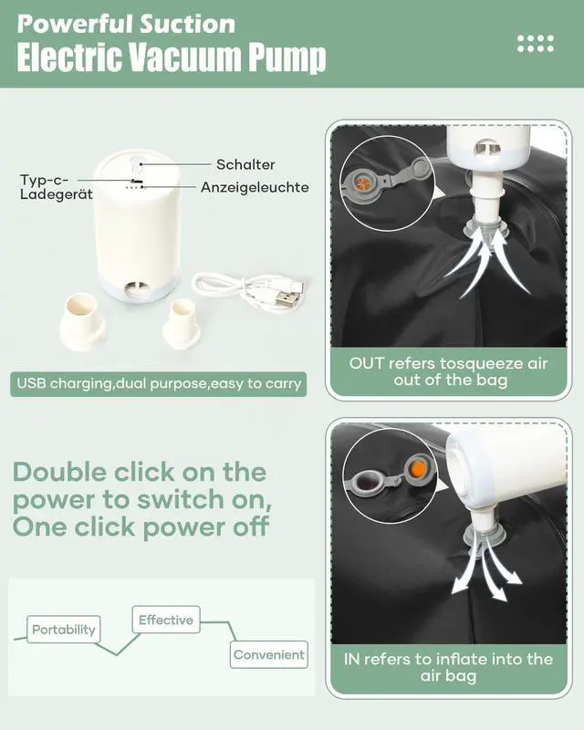 Alt view image 5 of 5 - suradar Vacuum Travel Backpack with Pump Vacuum Compression Seal Vacpack Air Backpacks Laptop Backpack for Women Men Carry on Backpacks Personal Item Travel Bag Luggage Flight Approved Dark Green