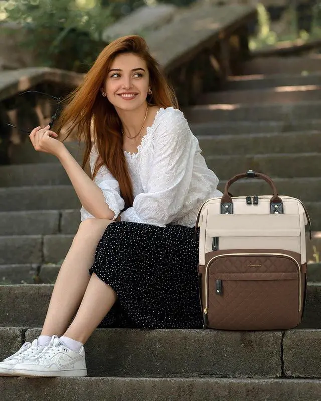 Alt view image 2 of 2 - LOVEVOOK Laptop Backpack for Women, 17.3 inch Waterproof Nurse Bag Teacher Work Backpack Purse for Women, Travel Computer Backpack for College Office Business Ladies