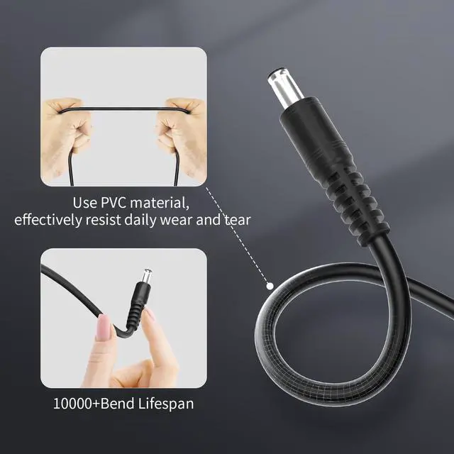 Alt view image 5 of 5 - JLY 3.5 x 1.35mm Universal Charging Power Cord for Laptop and Portable Monitor - USB to 3.5x1.35mm 12V Charging Cable Cord, -3.2FT, Black,3 Pack