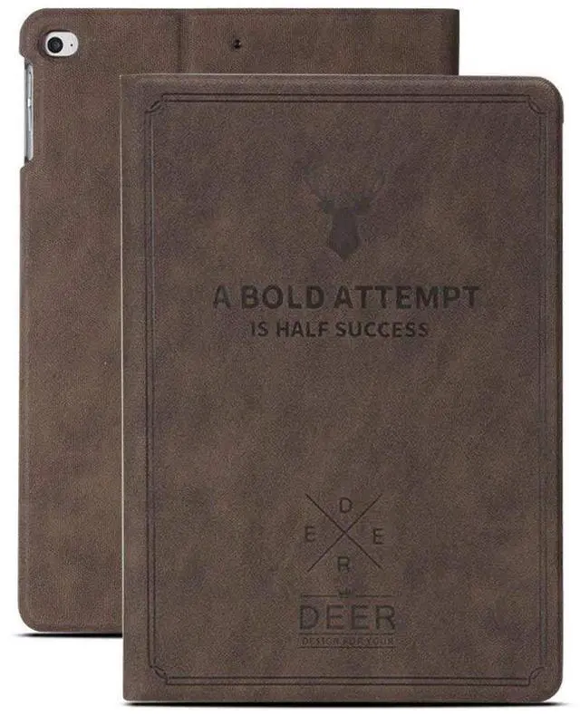 Alt view image 4 of 5 - DuraSafe Cases for iPad 7.9 Inch Mini 4 2015 Mini 5 2019 [ Mini 4th / 5th Gen ] A1538 A1550 A2133 A2124 A2126 A2125 Folio Deer Pattern Protective Sleek & Classic Design Smart Cover - Coffee