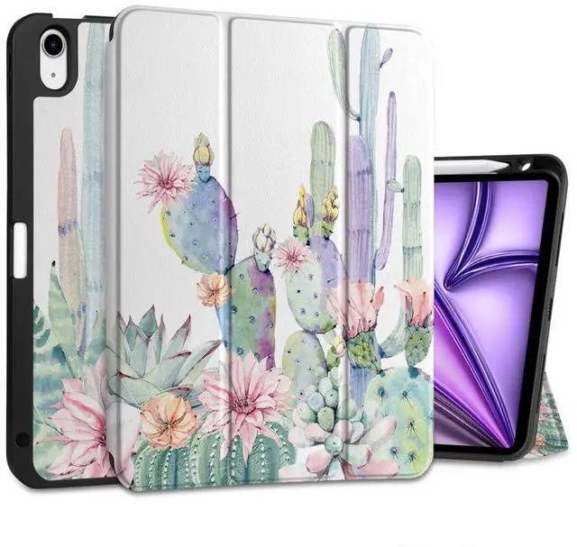 Main image of DONGKE for iPad Air 11 Inch Case M3 2025 / M2 2024 & iPad Air 5th 2022 / 4th Generation 2020 10.9 Inch, Ultra Thin Soft TPU Back Cover with Pencil Holder Support Auto Wake/Sleep, Cactus