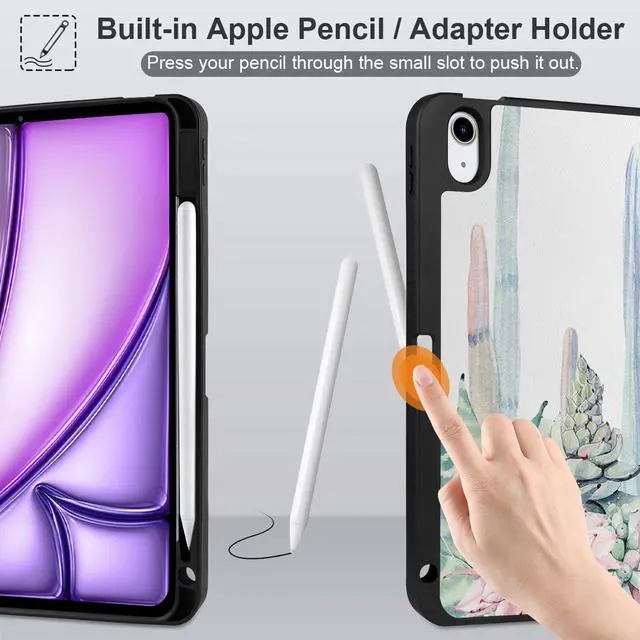 Alt view image 4 of 5 - DONGKE for iPad Air 11 Inch Case M3 2025 / M2 2024 & iPad Air 5th 2022 / 4th Generation 2020 10.9 Inch, Ultra Thin Soft TPU Back Cover with Pencil Holder Support Auto Wake/Sleep, Cactus