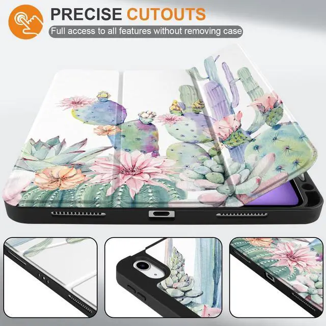 Alt view image 3 of 5 - DONGKE for iPad Air 11 Inch Case M3 2025 / M2 2024 & iPad Air 5th 2022 / 4th Generation 2020 10.9 Inch, Ultra Thin Soft TPU Back Cover with Pencil Holder Support Auto Wake/Sleep, Cactus