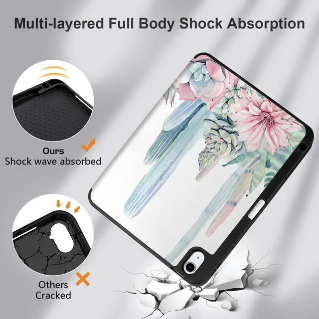 Alt view image 5 of 5 - DONGKE for iPad Air 11 Inch Case M3 2025 / M2 2024 & iPad Air 5th 2022 / 4th Generation 2020 10.9 Inch, Ultra Thin Soft TPU Back Cover with Pencil Holder Support Auto Wake/Sleep, Cactus