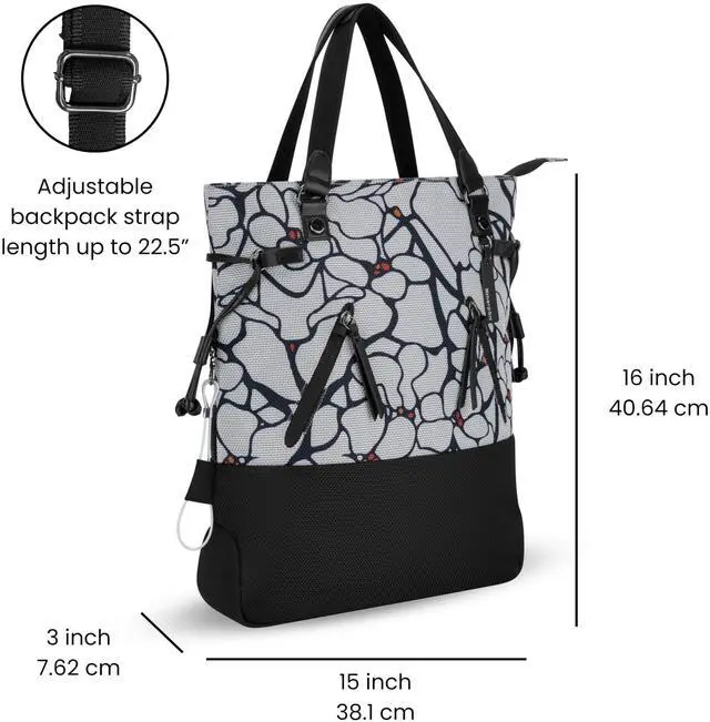 Alt view image 2 of 5 - Sherpani Tempest, Anti Theft Convertible Backpack Tote, 14L Travel Backpack, Travel Gifts for Women, Handbags, RFID Protection, Metal Hardware, Fits 15 Laptop (No Sleeve) (Sakura)