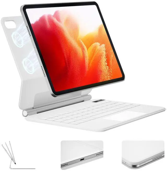 Main image of kenke Magic keyborad Case for iPad 11th (A16, 2025) / 10th Generation 10.9 inch 2022, Floating Cantilever Stand, Portrait/Landscape Mode, Upgraded Multi-Touch Trackpad  7 Colors Backlight, White